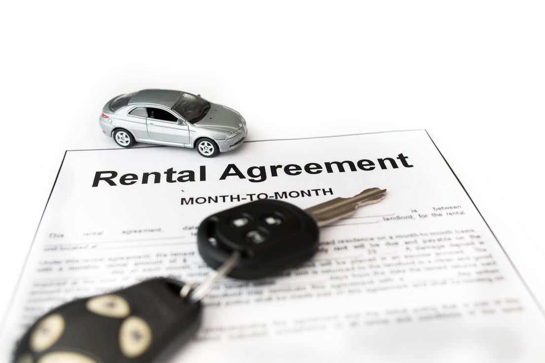 Car rental agreement with car on center